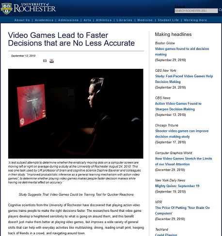 U. of Rochester-videogames & learning